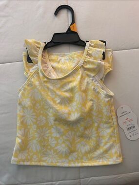 Children's Yellow Floral Ruffle Tank Top - 4T
